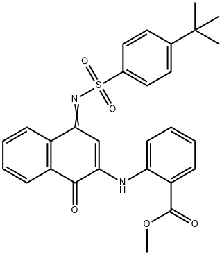 methyl 2-[(4-{[(4-tert-butylphenyl)sulfonyl]imino}-1-oxo-1,4-dihydro-2-naphthalenyl)amino]benzoate Struktur