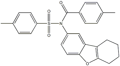 4-methyl-N-(4-methylbenzoyl)-N-(6,7,8,9-tetrahydrodibenzo[b,d]furan-2-yl)benzenesulfonamide Struktur