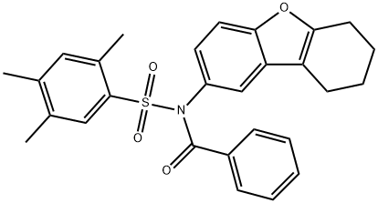 N-benzoyl-2,4,5-trimethyl-N-(6,7,8,9-tetrahydrodibenzo[b,d]furan-2-yl)benzenesulfonamide Struktur