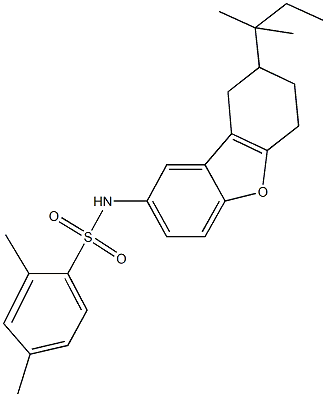 2,4-dimethyl-N-(8-tert-pentyl-6,7,8,9-tetrahydrodibenzo[b,d]furan-2-yl)benzenesulfonamide Struktur