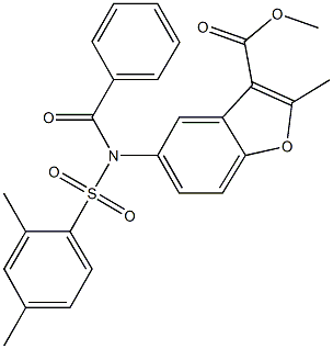 methyl 5-{benzoyl[(2,4-dimethylphenyl)sulfonyl]amino}-2-methyl-1-benzofuran-3-carboxylate Struktur