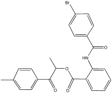 1-methyl-2-(4-methylphenyl)-2-oxoethyl 2-[(4-bromobenzoyl)amino]benzoate Struktur