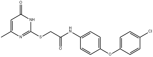 N-[4-(4-chlorophenoxy)phenyl]-2-[(4-hydroxy-6-methyl-2-pyrimidinyl)sulfanyl]acetamide Struktur