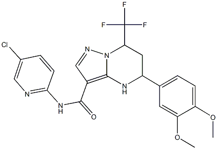 N-(5-chloro-2-pyridinyl)-5-(3,4-dimethoxyphenyl)-7-(trifluoromethyl)-4,5,6,7-tetrahydropyrazolo[1,5-a]pyrimidine-3-carboxamide Struktur