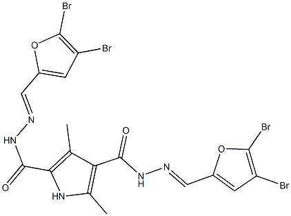 N'~2~,N'~4~-bis[(4,5-dibromo-2-furyl)methylene]-3,5-dimethyl-1H-pyrrole-2,4-dicarbohydrazide Struktur