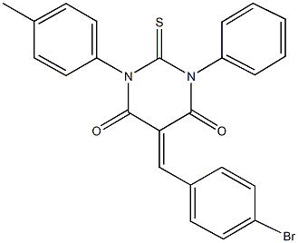 5-(4-bromobenzylidene)-1-(4-methylphenyl)-3-phenyl-2-thioxodihydro-4,6(1H,5H)-pyrimidinedione Struktur