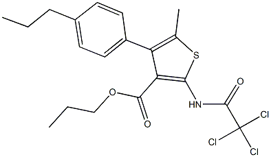 propyl 5-methyl-4-(4-propylphenyl)-2-[(trichloroacetyl)amino]-3-thiophenecarboxylate Struktur