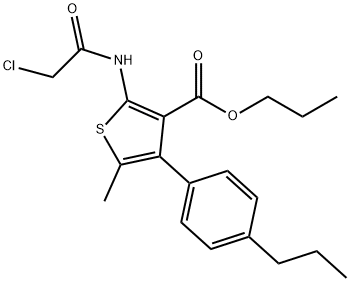 propyl 2-[(chloroacetyl)amino]-5-methyl-4-(4-propylphenyl)-3-thiophenecarboxylate Struktur