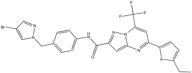 N-{4-[(4-bromo-1H-pyrazol-1-yl)methyl]phenyl}-5-(5-ethyl-2-thienyl)-7-(trifluoromethyl)pyrazolo[1,5-a]pyrimidine-2-carboxamide Struktur