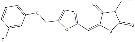 5-({5-[(3-chlorophenoxy)methyl]-2-furyl}methylene)-3-ethyl-2-thioxo-1,3-thiazolidin-4-one Struktur