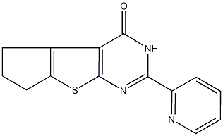 2-(2-pyridinyl)-3,5,6,7-tetrahydro-4H-cyclopenta[4,5]thieno[2,3-d]pyrimidin-4-one Struktur