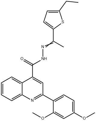 2-(2,4-dimethoxyphenyl)-N'-[1-(5-ethyl-2-thienyl)ethylidene]-4-quinolinecarbohydrazide Struktur