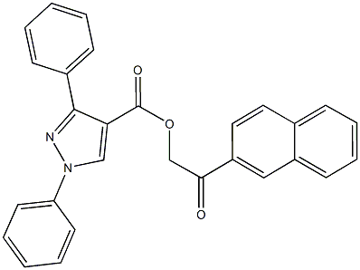 2-(2-naphthyl)-2-oxoethyl 1,3-diphenyl-1H-pyrazole-4-carboxylate Struktur