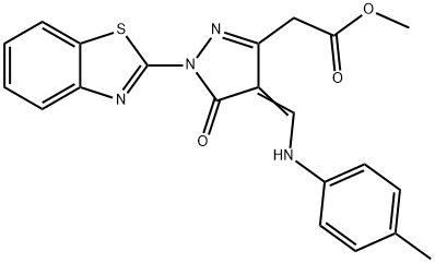 methyl [1-(1,3-benzothiazol-2-yl)-5-oxo-4-(4-toluidinomethylene)-4,5-dihydro-1H-pyrazol-3-yl]acetate Struktur