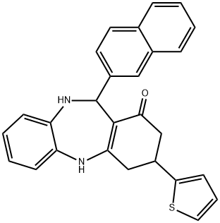 11-(2-naphthyl)-3-(2-thienyl)-2,3,4,5,10,11-hexahydro-1H-dibenzo[b,e][1,4]diazepin-1-one Struktur