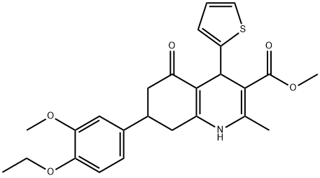 methyl 7-(4-ethoxy-3-methoxyphenyl)-2-methyl-5-oxo-4-(2-thienyl)-1,4,5,6,7,8-hexahydro-3-quinolinecarboxylate Struktur