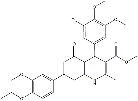 methyl 7-(4-ethoxy-3-methoxyphenyl)-2-methyl-5-oxo-4-(3,4,5-trimethoxyphenyl)-1,4,5,6,7,8-hexahydro-3-quinolinecarboxylate Struktur