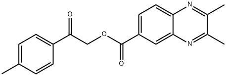 2-(4-methylphenyl)-2-oxoethyl 2,3-dimethyl-6-quinoxalinecarboxylate Struktur