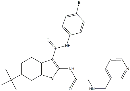 N-(4-bromophenyl)-6-tert-butyl-2-({[(3-pyridinylmethyl)amino]acetyl}amino)-4,5,6,7-tetrahydro-1-benzothiophene-3-carboxamide Struktur