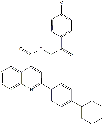 2-(4-chlorophenyl)-2-oxoethyl 2-(4-cyclohexylphenyl)-4-quinolinecarboxylate Struktur