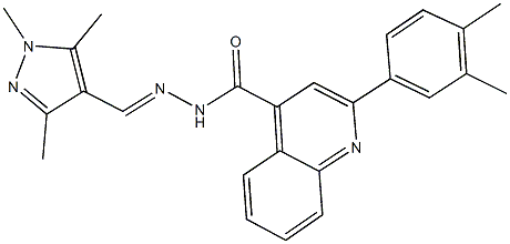 2-(3,4-dimethylphenyl)-N'-[(1,3,5-trimethyl-1H-pyrazol-4-yl)methylene]-4-quinolinecarbohydrazide Struktur