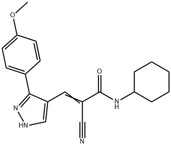 2-cyano-N-cyclohexyl-3-[3-(4-methoxyphenyl)-1H-pyrazol-4-yl]acrylamide Struktur