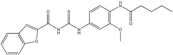 N-[4-({[(1-benzofuran-2-ylcarbonyl)amino]carbothioyl}amino)-2-methoxyphenyl]pentanamide Struktur