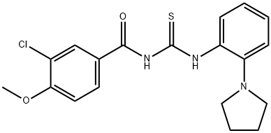 N-(3-chloro-4-methoxybenzoyl)-N'-[2-(1-pyrrolidinyl)phenyl]thiourea Struktur