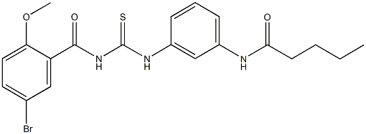 N-[3-({[(5-bromo-2-methoxybenzoyl)amino]carbothioyl}amino)phenyl]pentanamide Struktur