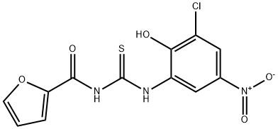 N-{3-chloro-2-hydroxy-5-nitrophenyl}-N'-(furan-2-ylcarbonyl)thiourea Struktur