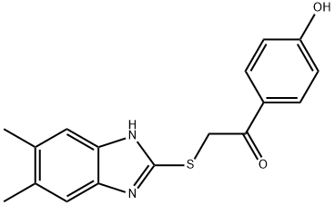 2-[(5,6-dimethyl-1H-benzimidazol-2-yl)sulfanyl]-1-(4-hydroxyphenyl)ethanone Struktur