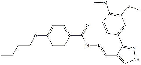 4-butoxy-N'-{[3-(3,4-dimethoxyphenyl)-1H-pyrazol-4-yl]methylene}benzohydrazide Struktur