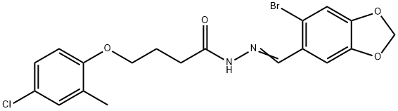 N'-[(6-bromo-1,3-benzodioxol-5-yl)methylene]-4-(4-chloro-2-methylphenoxy)butanohydrazide Struktur