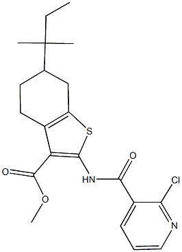 methyl 2-{[(2-chloro-3-pyridinyl)carbonyl]amino}-6-tert-pentyl-4,5,6,7-tetrahydro-1-benzothiophene-3-carboxylate Struktur