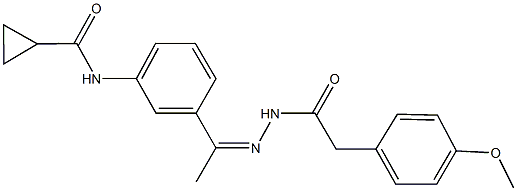 N-(3-{N-[(4-methoxyphenyl)acetyl]ethanehydrazonoyl}phenyl)cyclopropanecarboxamide Struktur