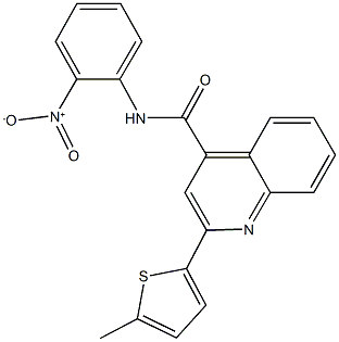 N-{2-nitrophenyl}-2-(5-methyl-2-thienyl)-4-quinolinecarboxamide Struktur