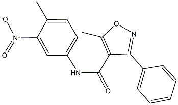 N-{3-nitro-4-methylphenyl}-5-methyl-3-phenyl-4-isoxazolecarboxamide Struktur