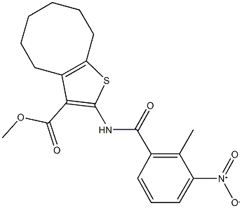 methyl 2-({3-nitro-2-methylbenzoyl}amino)-4,5,6,7,8,9-hexahydrocycloocta[b]thiophene-3-carboxylate Struktur