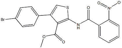 methyl 4-(4-bromophenyl)-2-({2-nitrobenzoyl}amino)-3-thiophenecarboxylate Struktur