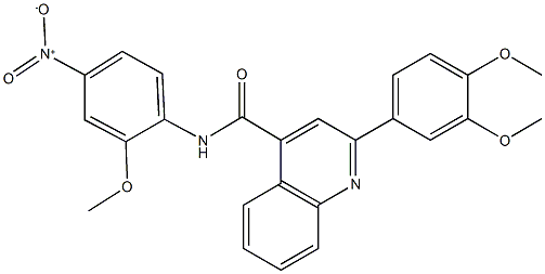 2-(3,4-dimethoxyphenyl)-N-{4-nitro-2-methoxyphenyl}-4-quinolinecarboxamide Struktur