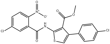 methyl 2-({5-chloro-2-nitrobenzoyl}amino)-4-(4-chlorophenyl)-3-thiophenecarboxylate Struktur