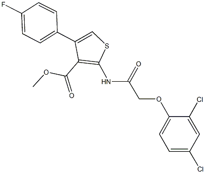 methyl 2-{[(2,4-dichlorophenoxy)acetyl]amino}-4-(4-fluorophenyl)-3-thiophenecarboxylate Struktur