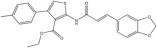 ethyl 2-{[3-(1,3-benzodioxol-5-yl)acryloyl]amino}-4-(4-methylphenyl)-3-thiophenecarboxylate Struktur