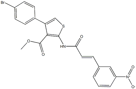 methyl 4-(4-bromophenyl)-2-[(3-{3-nitrophenyl}acryloyl)amino]-3-thiophenecarboxylate Struktur