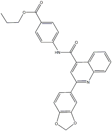 propyl 4-({[2-(1,3-benzodioxol-5-yl)-4-quinolinyl]carbonyl}amino)benzoate Struktur