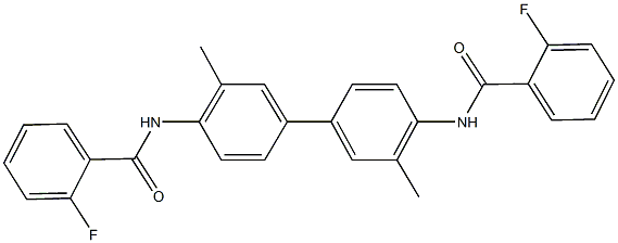 2-fluoro-N-{4'-[(2-fluorobenzoyl)amino]-3,3'-dimethyl[1,1'-biphenyl]-4-yl}benzamide Struktur