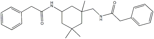 2-phenyl-N-({1,3,3-trimethyl-5-[(phenylacetyl)amino]cyclohexyl}methyl)acetamide Struktur