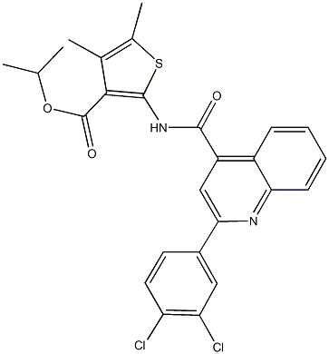 isopropyl 2-({[2-(3,4-dichlorophenyl)-4-quinolinyl]carbonyl}amino)-4,5-dimethyl-3-thiophenecarboxylate Struktur