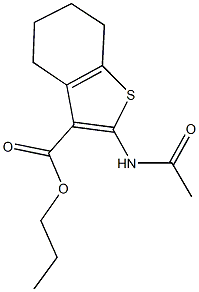 propyl 2-(acetylamino)-4,5,6,7-tetrahydro-1-benzothiophene-3-carboxylate Struktur