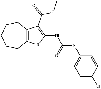 methyl 2-{[(4-chloroanilino)carbonyl]amino}-5,6,7,8-tetrahydro-4H-cyclohepta[b]thiophene-3-carboxylate Struktur